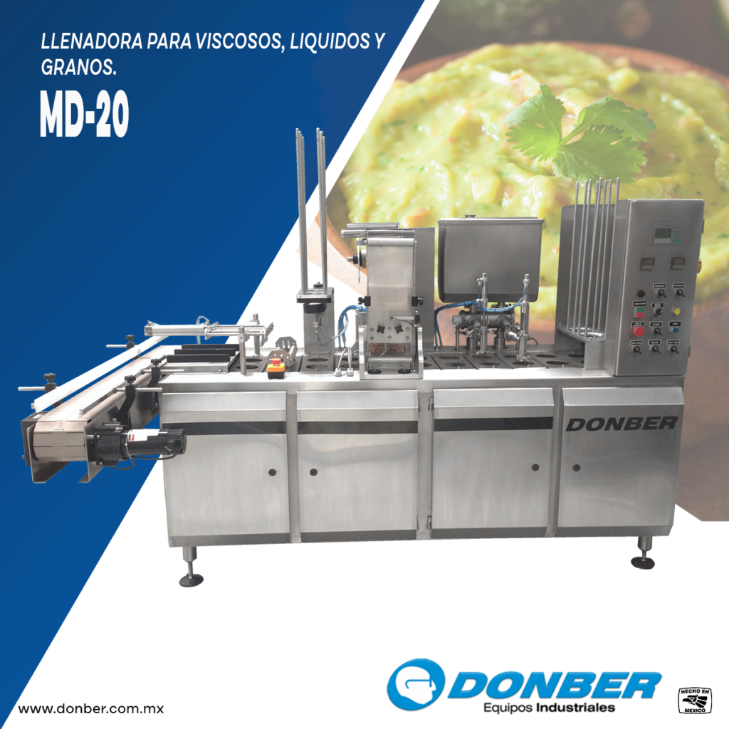 Llenadora para botes con tapa plástica y sobre-tapa modelo MD -20, marca Donber.