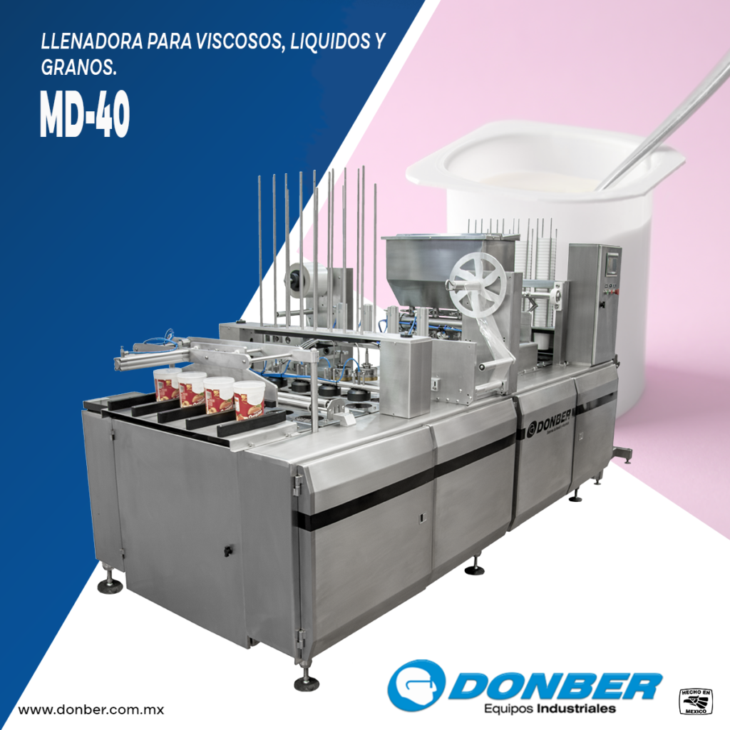 Llenadora para botes con tapa plástica y sobre-tapa modelo MD -40, marca Donber.