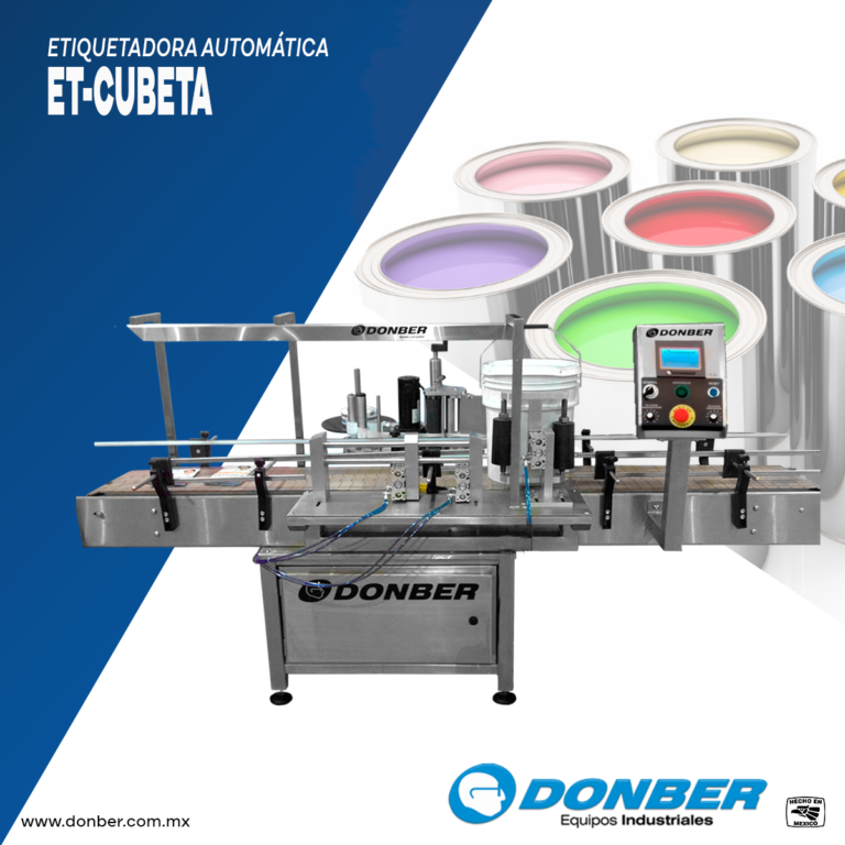 Etiquetadora para cubeta, modelo ET-CUBETA, marca Donber equipos industriales